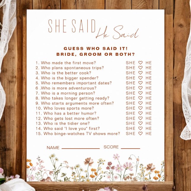 Wildblume Brautparty sagte er sagte, sie sagte Gam Poster (Von Creator hochgeladen)