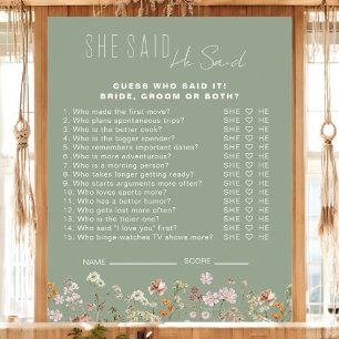 Wildblume Brautparty sagte er sagte, sie sagte Gam Poster