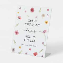 Wildblume Brautparty schätzt, wie viele Küsse Sockelschild