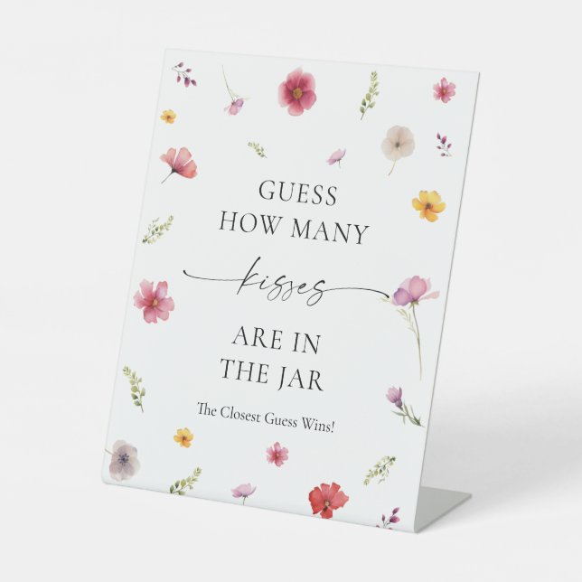 Wildblume Brautparty schätzt, wie viele Küsse Sockelschild (Vorderseite)