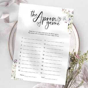 Wildblume Brautparty Schürze Memory Game Einladung