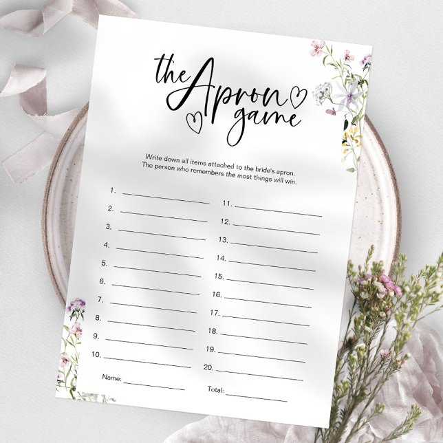 Wildblume Brautparty Schürze Memory Game Einladung (Von Creator hochgeladen)