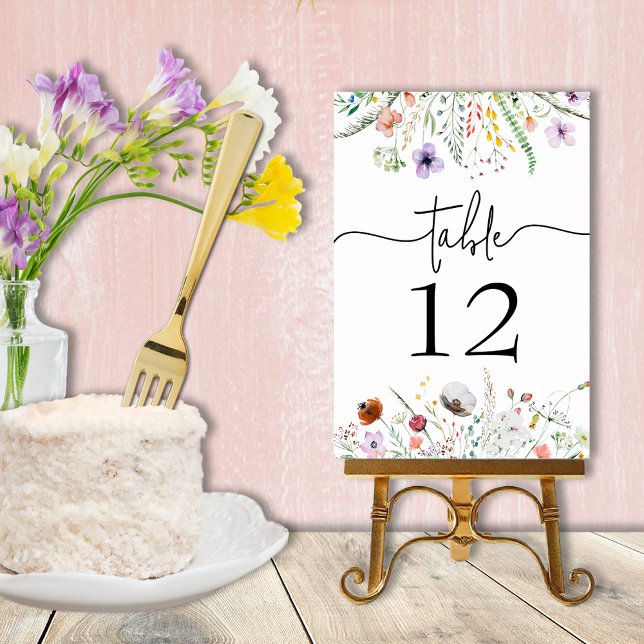 Wildblume Brautparty Tischnummer (Wildflower bridal shower table number cards - order ULTRA HEAVY 240 lb paper or Semi-Gloss 110 lb)
