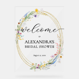 Wildblume Brautparty Willkommen Acrylschild