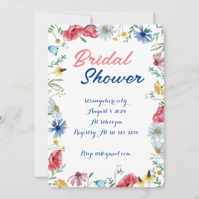 WILDBLUME BRIDAL SHOWER EINLADUNG (Vorderseite)