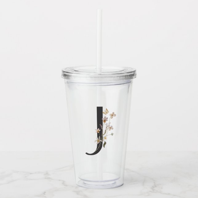 Wildblume Bridesmaid Wasserfarbe Initial "J" Acryltrinkbecher (Vorderseite)