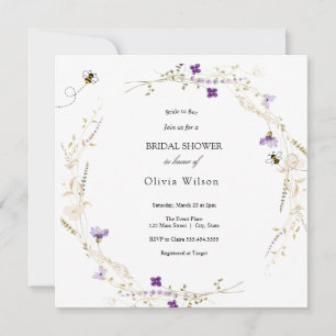Wildblume Brie to Bee Lavender Brautparty Einladung