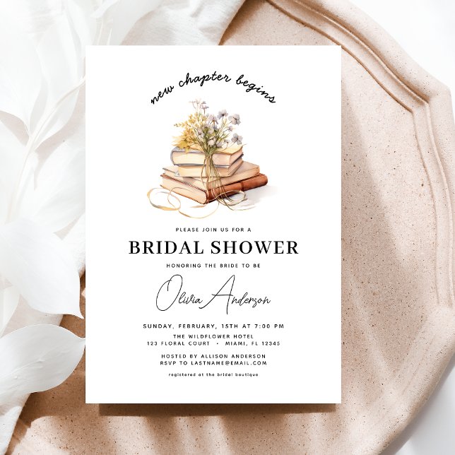 Wildblume Buch Neues Kapitel Beginnt Brautparty Einladung (Von Creator hochgeladen)