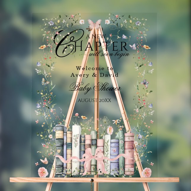 Wildblume buchen Neues Kapitel Kindermädchendusche Acrylschild (Neutral)