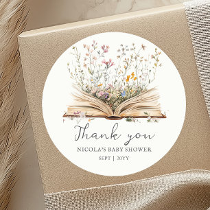 Wildblume   Buchen Thema Kinderdusche Pflegeaufkle Runder Aufkleber
