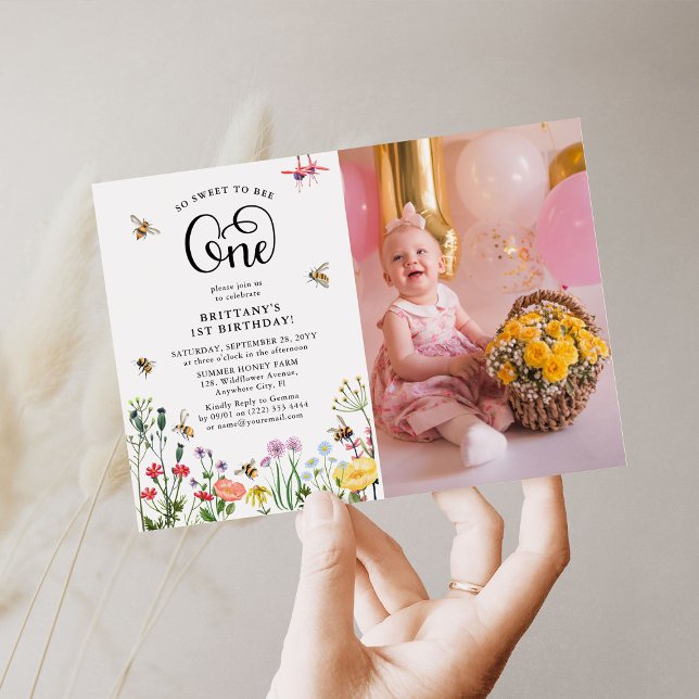 Wildblume & BumbleBee 1. Geburtstag Einladung (Von Creator hochgeladen)