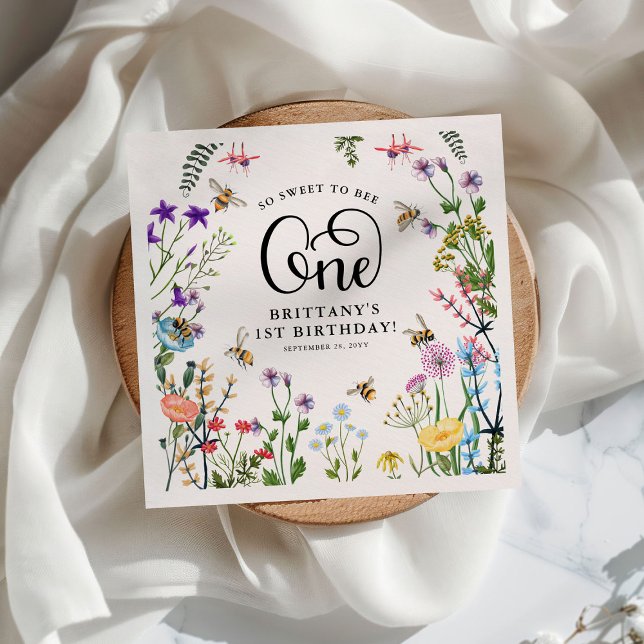 Wildblume & BumbleBee 1. Geburtstag Serviette (Von Creator hochgeladen)