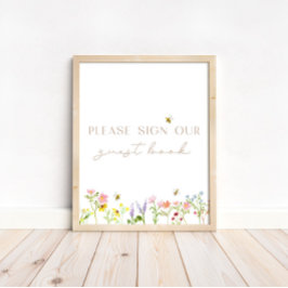 Wildblume Bumblebee Floral Guest Book Sign Poster