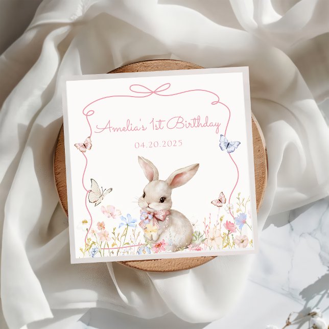Wildblume Bunny Birthday Paper Napkin Serviette (Von Creator hochgeladen)