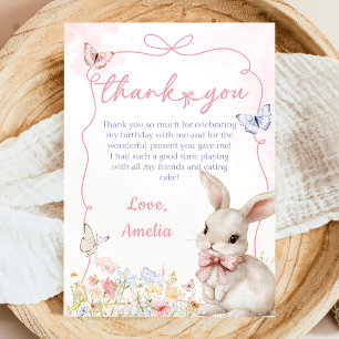 Wildblume Bunny Girl Pink Geburtstag Danke Karte