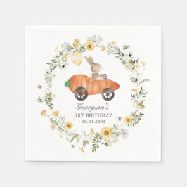 Wildblume Bunny Rabbit Riding Carrot Auto Party Serviette
