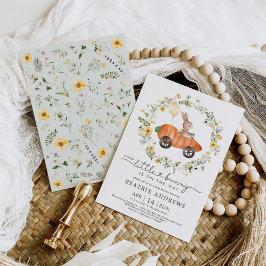 Wildblume Bunny Reiten a Carrot Auto Kinderdusche Einladung