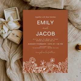 Wildblume Burnt Orange Botanische Hochzeit Flyer