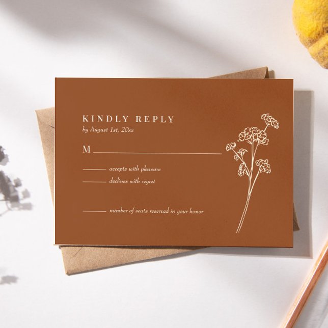 Wildblume Burnt Orange Wedding RSVP Card (Von Creator hochgeladen)