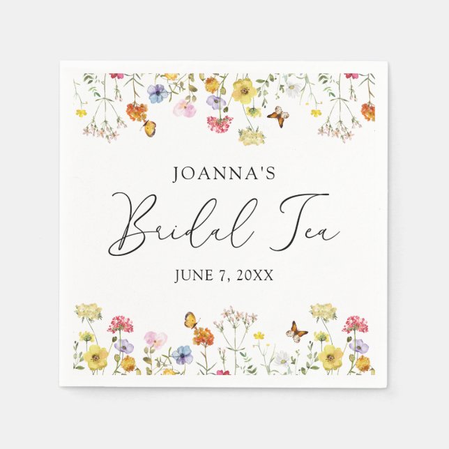 Wildblume Butterflies Boho Brautparty Tee Serviette (Vorderseite)