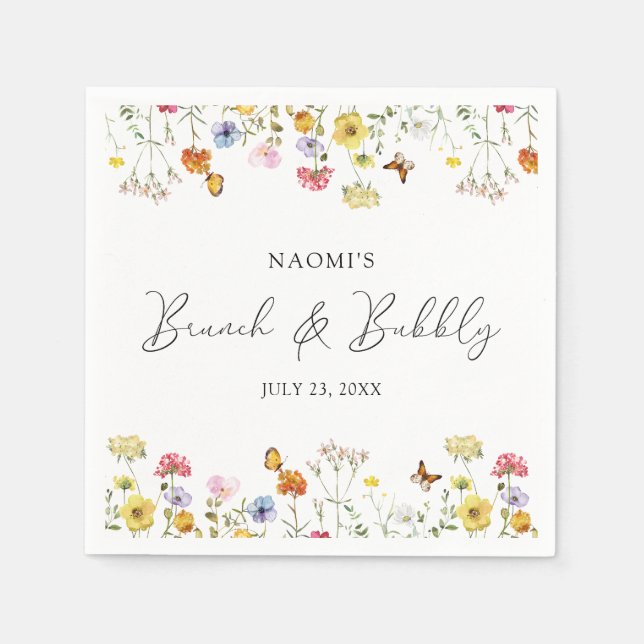 Wildblume Butterflies Boho Brunch & Bubbly Dusche Serviette (Vorderseite)