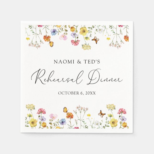 Wildblume Butterflies Boho Probe Dinner Serviette (Vorderseite)