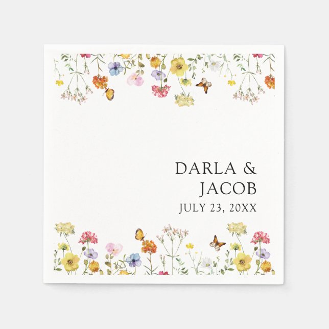Wildblume Butterflies Boho Wedding Serviette (Vorderseite)