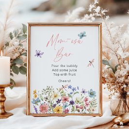 Wildblume Butterfly Baby Dusche Momosa Bar Poster