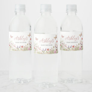 Wildblume Butterfly Babydusche Wasserflaschenetikett