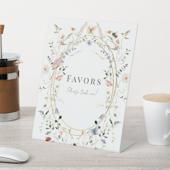 Wildblume Butterfly Bee Baby Shower Favoriten Sockelschild (In SItu)