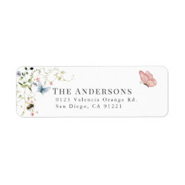 Wildblume Butterfly Bee Wasserfarbe Rücksendeadres