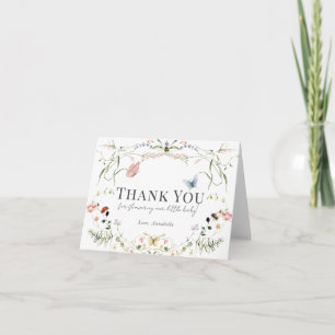 Wildblume Butterfly Bee Watercolor Babydusche Dankeskarte