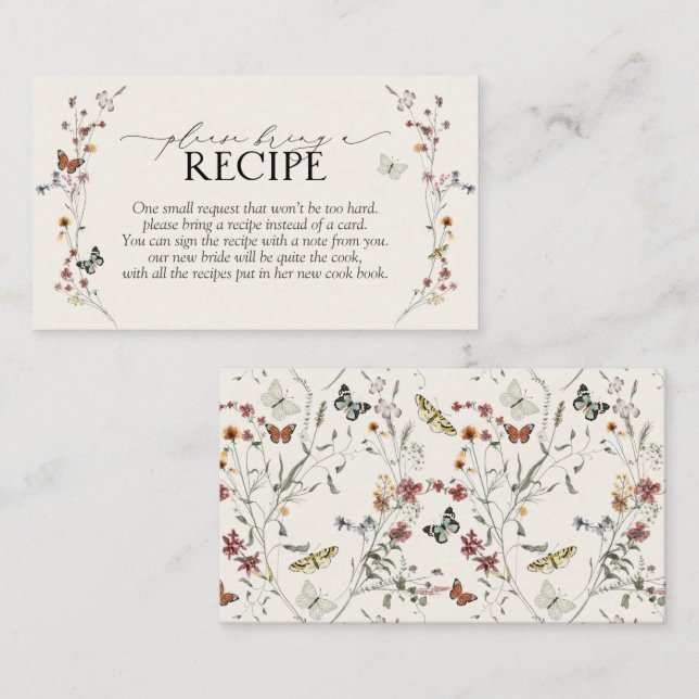 Wildblume Butterfly Bitte bringen Sie ein Rezept m Begleitkarte (Vorne/Hinten)