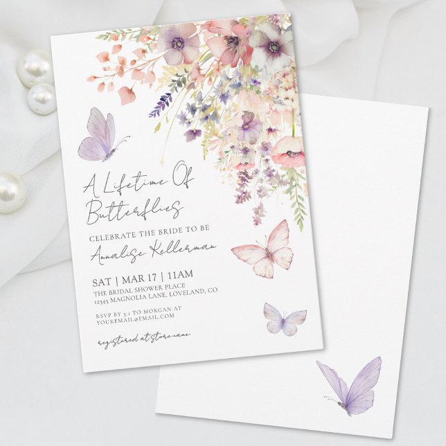 Wildblume Butterfly Brautparty Einladung (Wildflower Butterfly Bridal Shower Invitation)