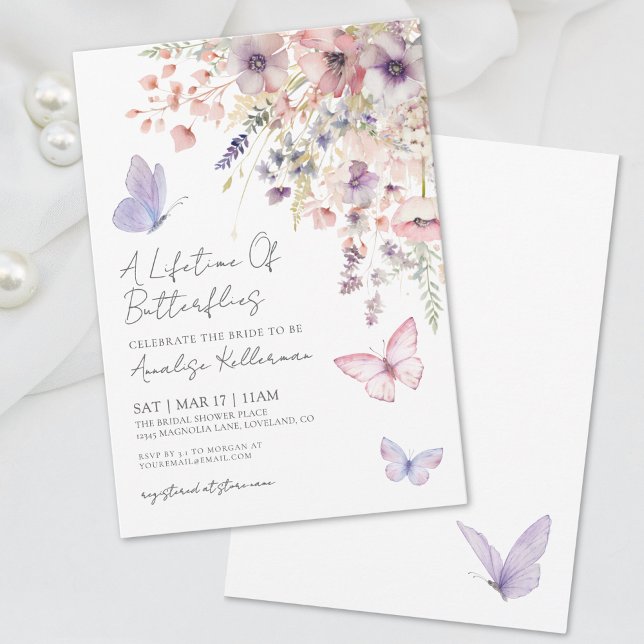 Wildblume Butterfly Brautparty Einladung (Wildflower Butterfly Bridal Shower Invitation)