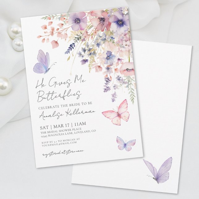 Wildblume Butterfly Brautparty Einladung (Wildflower Butterfly Bridal Shower Invitation )