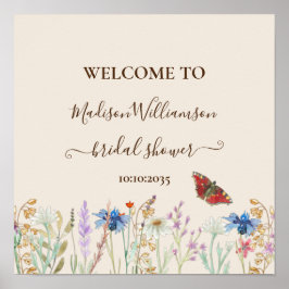 Wildblume Butterfly Brautparty Willkommen Poster