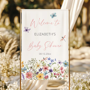 Wildblume Butterfly Garden Babydusche Willkommen Banner