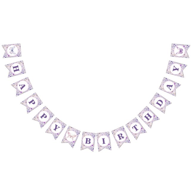 Wildblume Butterfly Geburtstagsbanner Wimpelkette (Alle)