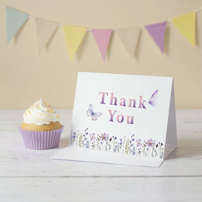 Wildblume Butterfly Lila Danke Karte (Thank you card)
