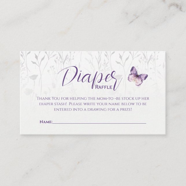 Wildblume Butterfly Wasserfarben-Papierkorb-Karte Begleitkarte (Vorderseite)