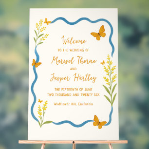 Wildblume Butterfly Wavy Hochzeitssymbol Acrylschild