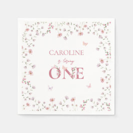 Wildblume Butterfly zum ersten Geburtstag Serviette