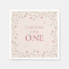 Wildblume Butterfly zum ersten Geburtstag Serviette