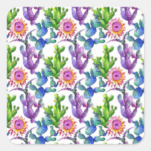 Wildblume Cactus Pattern Quadratischer Aufkleber
