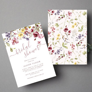 Wildblume Calligraphy Mauve Brautparty Einladung