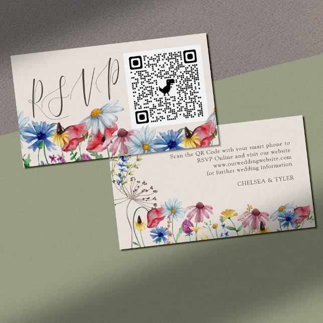 Wildblume Charm Online UAWG QR Code Hochzeit Begleitkarte (QR Code RSVP Card - Upload the QR code which links to your wedding website)