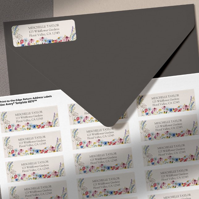 Wildblume Charm Rustic Floral Wedding Address (Return Address Labels with pretty wildflower floral border)