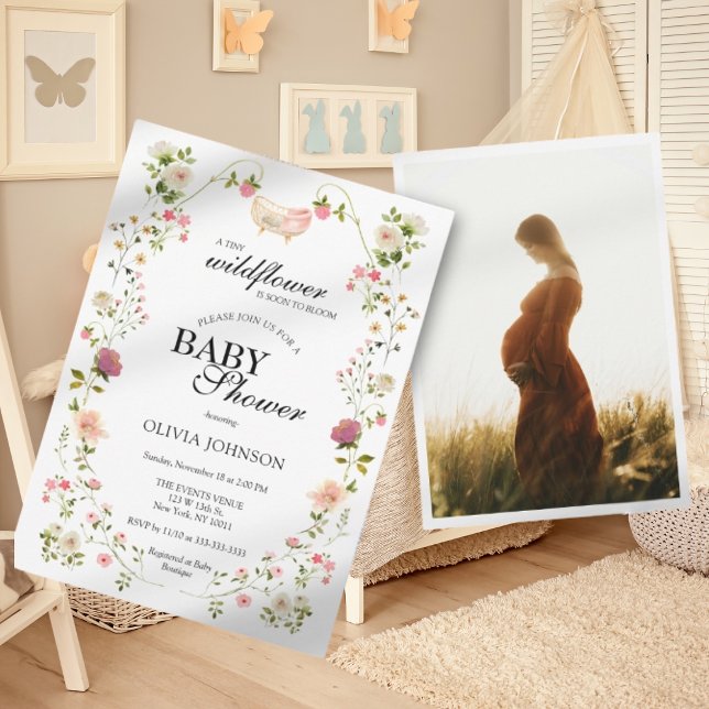 Wildblume Chic Boho Blumengeschlecht Neutrales Fot Einladung (Von Creator hochgeladen)