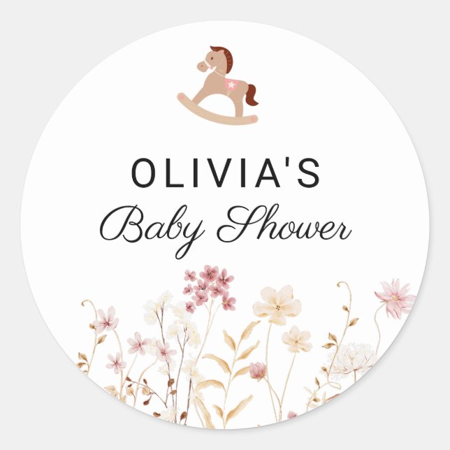 Wildblume Chic Floral Boho Weißes Foto Willkommen Runder Aufkleber (Vorderseite)